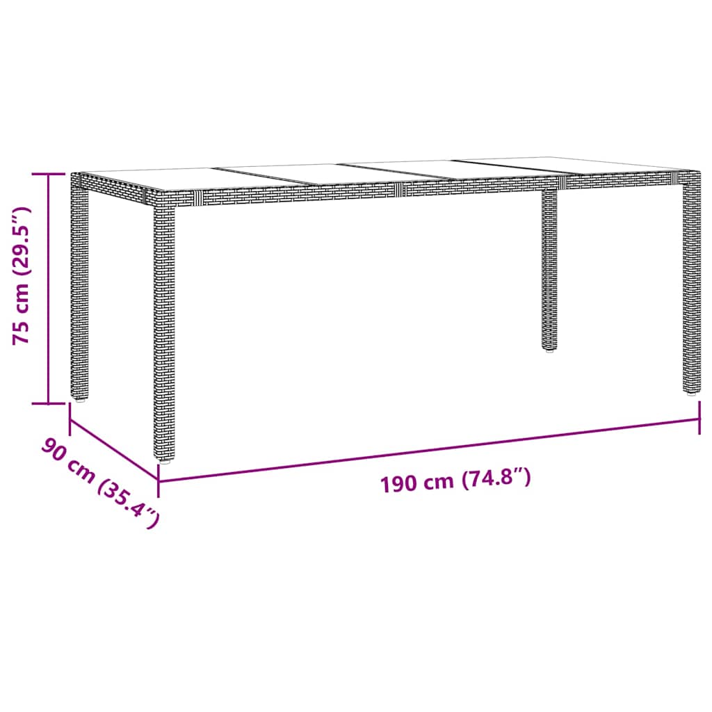 Garten Essgruppe 9 pcs Beige Poly-Rattan