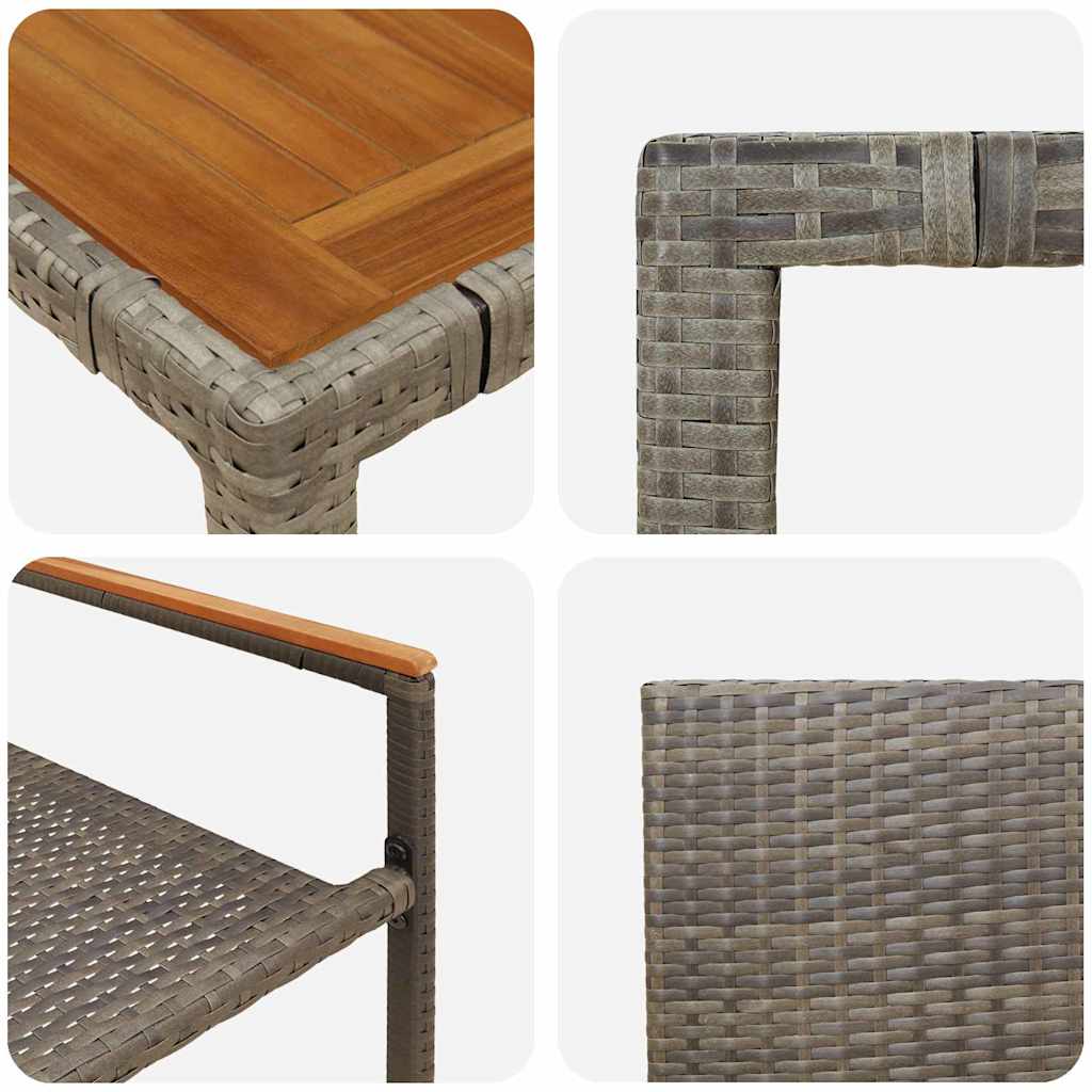 Garten Essgruppe 3 pcs Grau Poly-Rattan