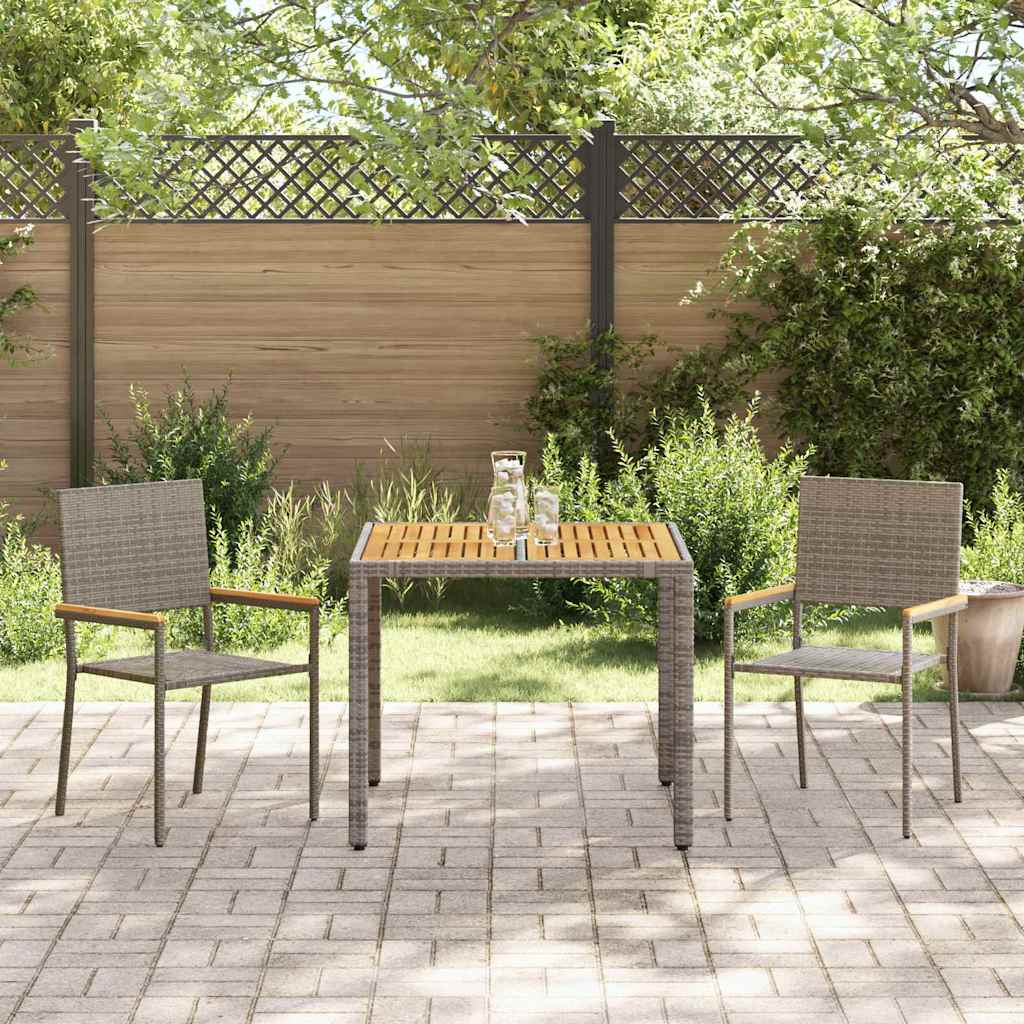 Garten Essgruppe 3 pcs Grau Poly-Rattan