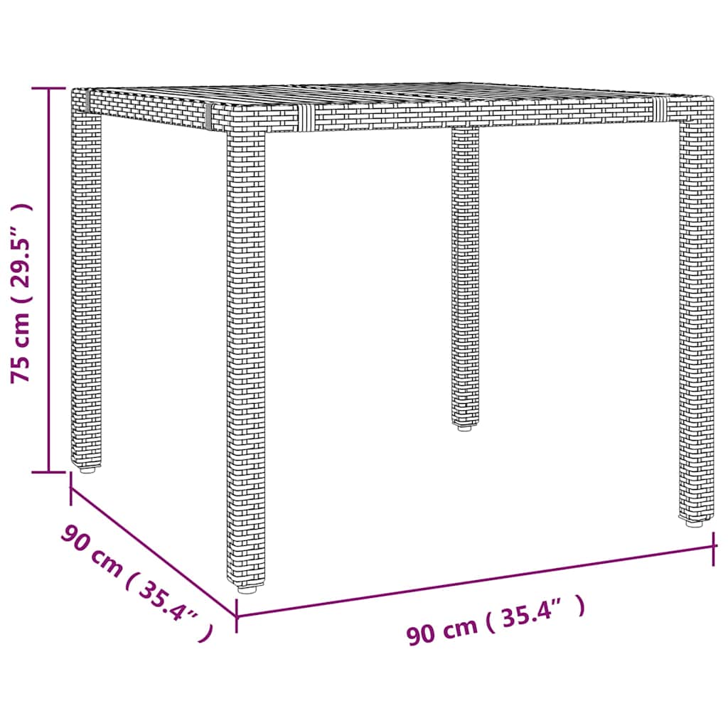 Garten Essgruppe 3 pcs Grau Poly-Rattan