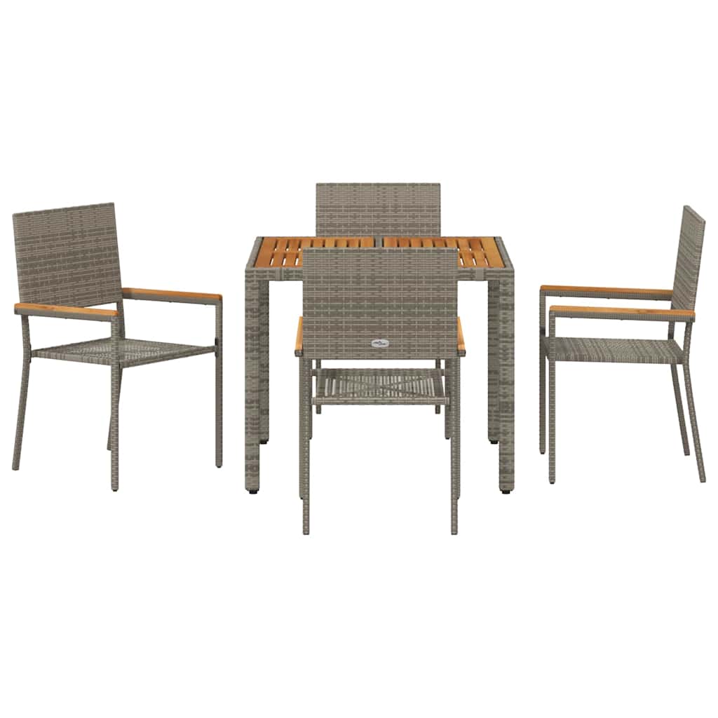 Garten Essgruppe 5 pcs Grau Poly-Rattan