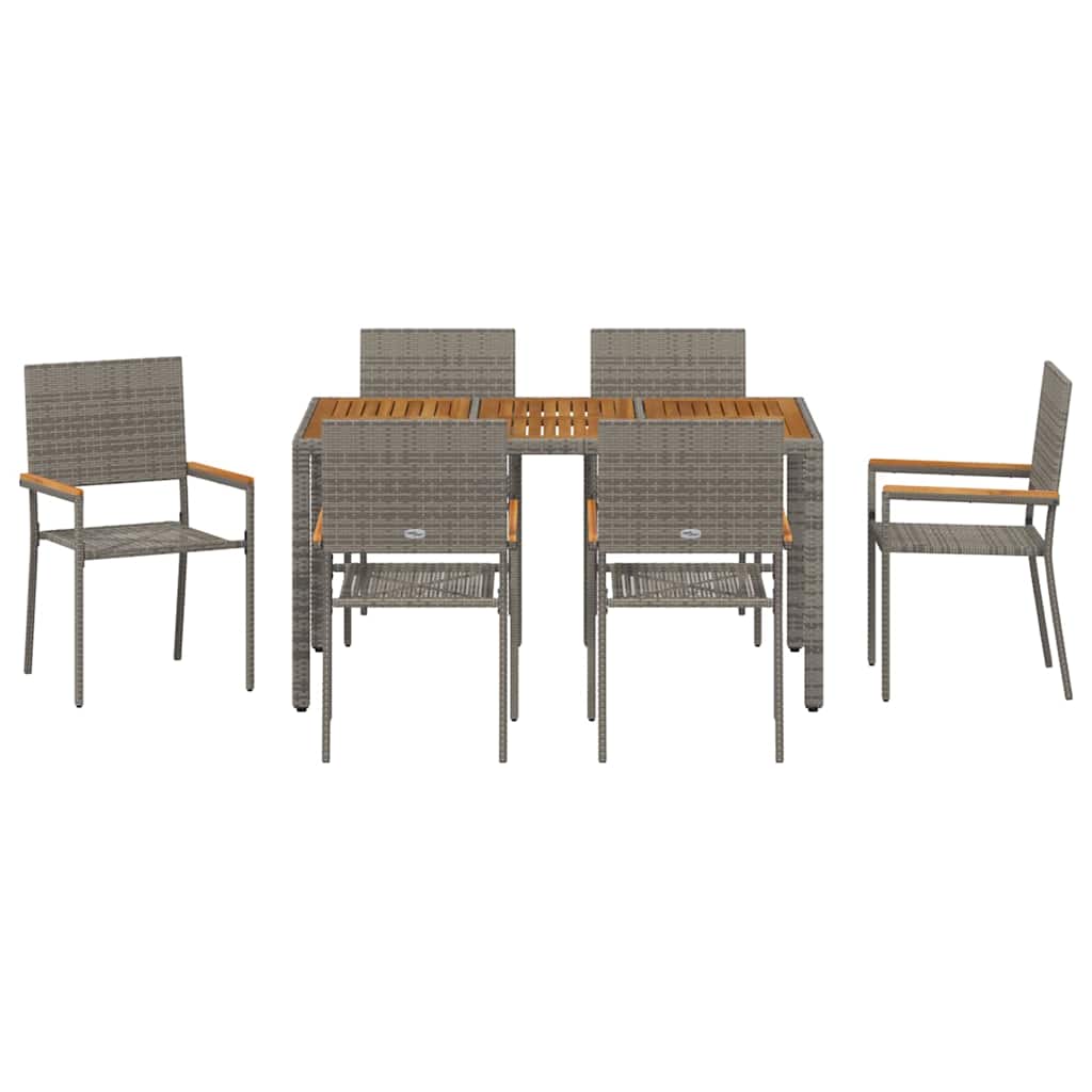 Garten Essgruppe 7 pcs Grau Poly-Rattan