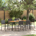 Garten Essgruppe 7 pcs Schwarz Poly-Rattan