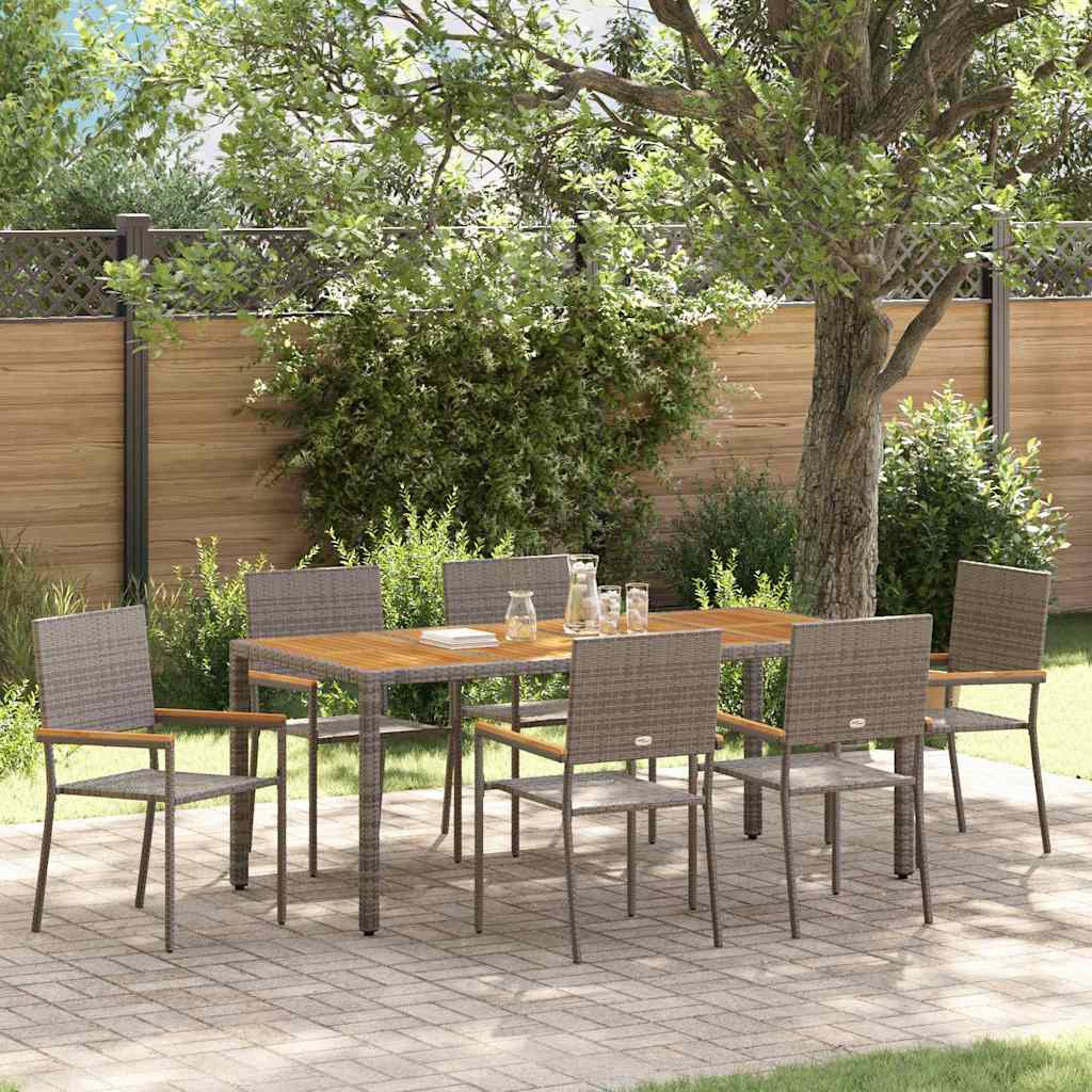 Garten Essgruppe 7 pcs Grau Poly-Rattan