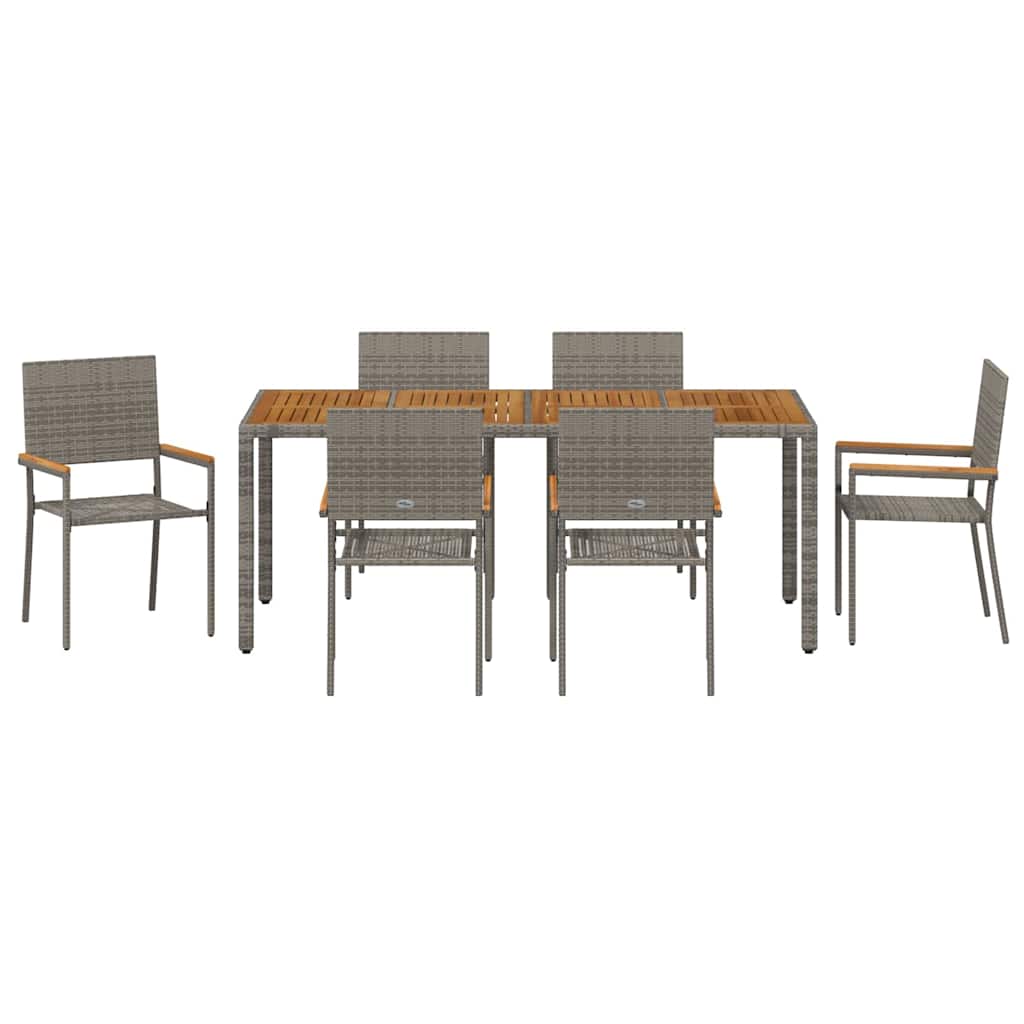 Garten Essgruppe 7 pcs Grau Poly-Rattan