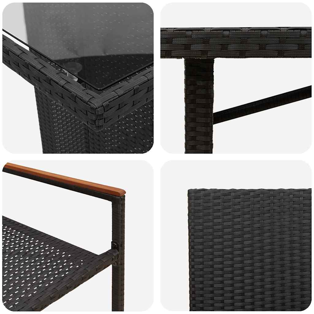 Garten Essgruppe 7 pcs Schwarz Poly-Rattan