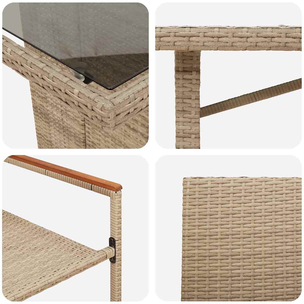 Garten Essgruppe 7 pcs Beige Poly-Rattan