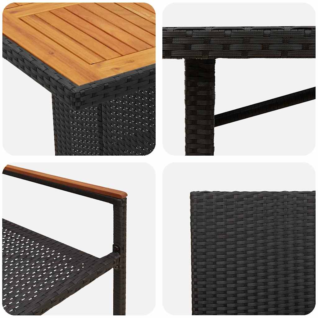 Garten Essgruppe 7 pcs Schwarz Poly-Rattan