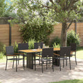 Garten Essgruppe 7 pcs Schwarz Poly-Rattan