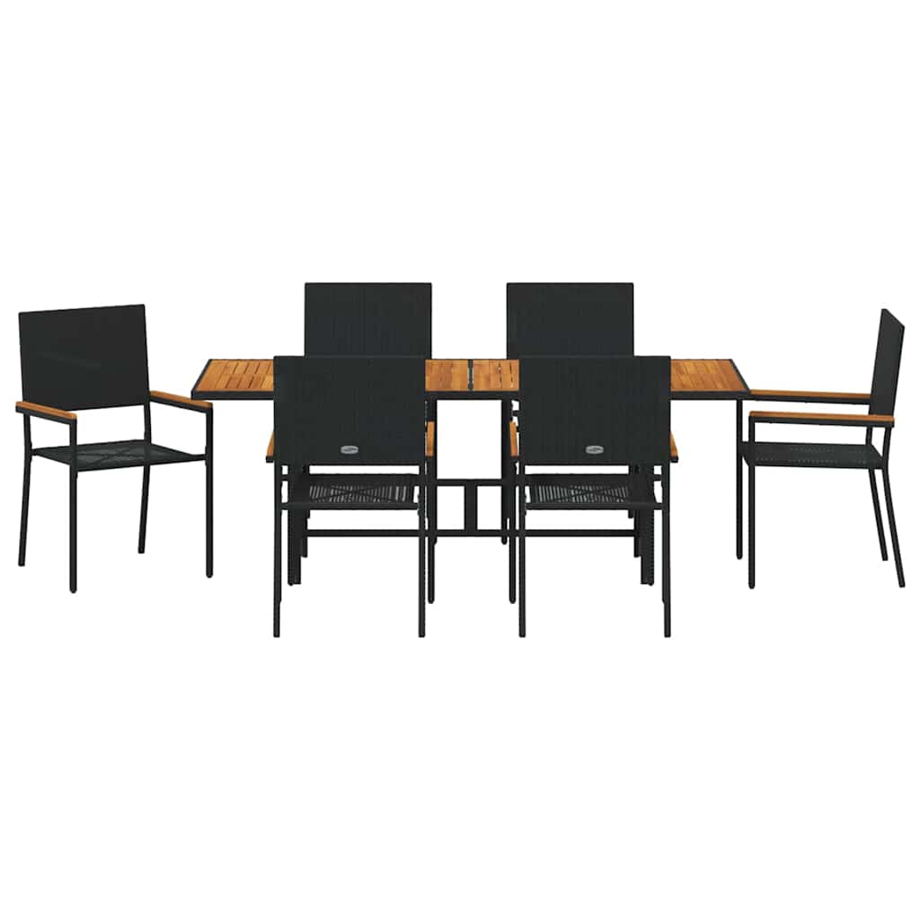 Garten Essgruppe 7 pcs Schwarz Poly-Rattan