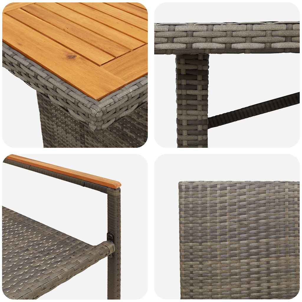 Garten Essgruppe 7 pcs Grau Poly-Rattan