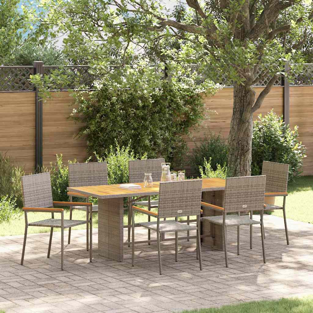 Garten Essgruppe 7 pcs Grau Poly-Rattan