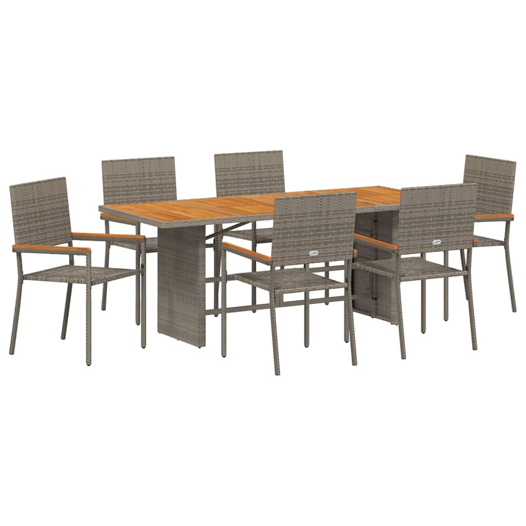 Garten Essgruppe 7 pcs Grau Poly-Rattan