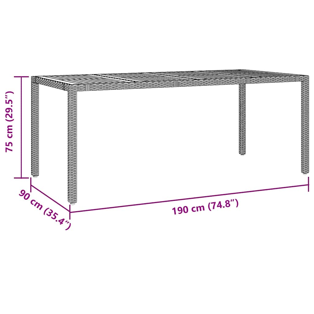 Garten Essgruppe 7 pcs Schwarz und Braun Poly-Rattan