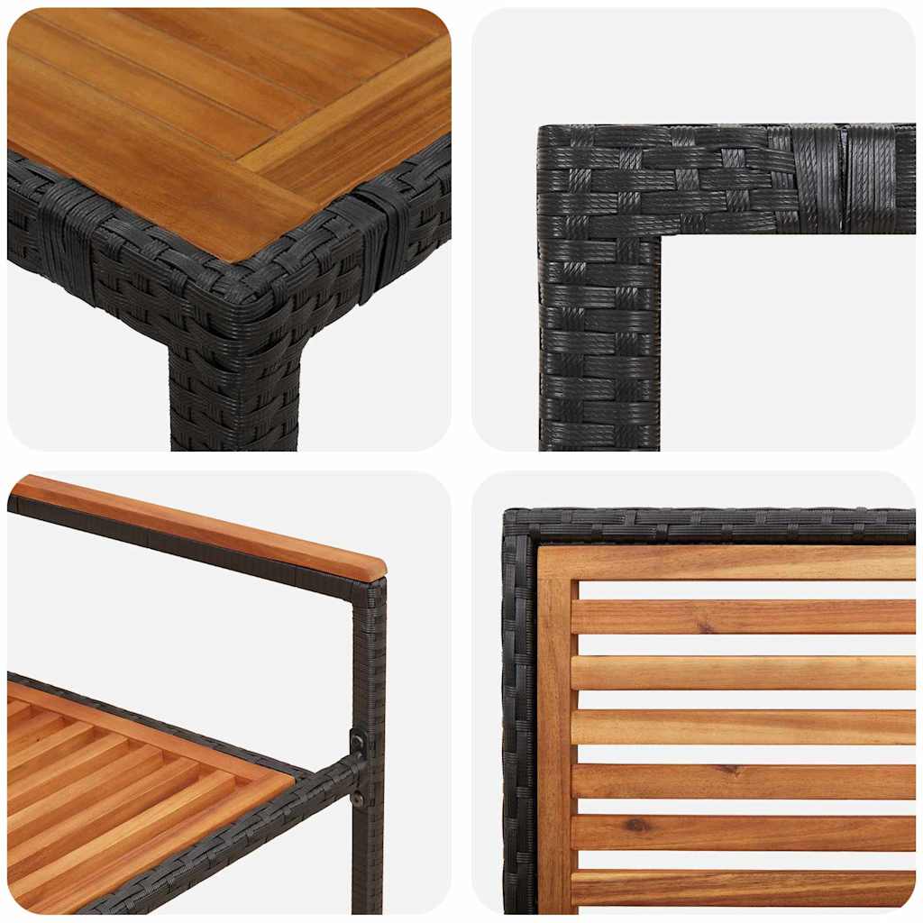 Garten Essgruppe 9 pcs Schwarz und Braun Poly-Rattan