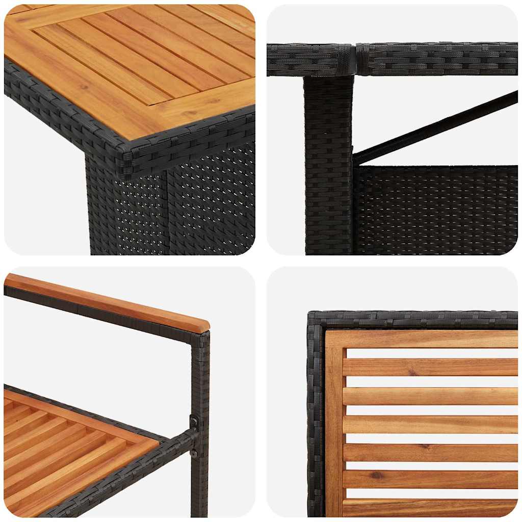 Garten Essgruppe 11 pcs Schwarz und Braun Poly-Rattan