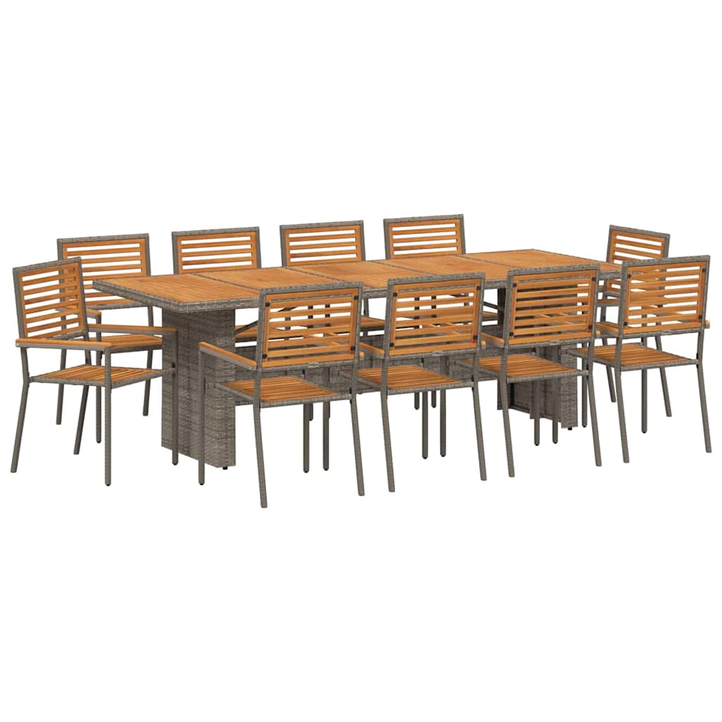 Garten Essgruppe 11 pcs Grau und Braun Poly-Rattan