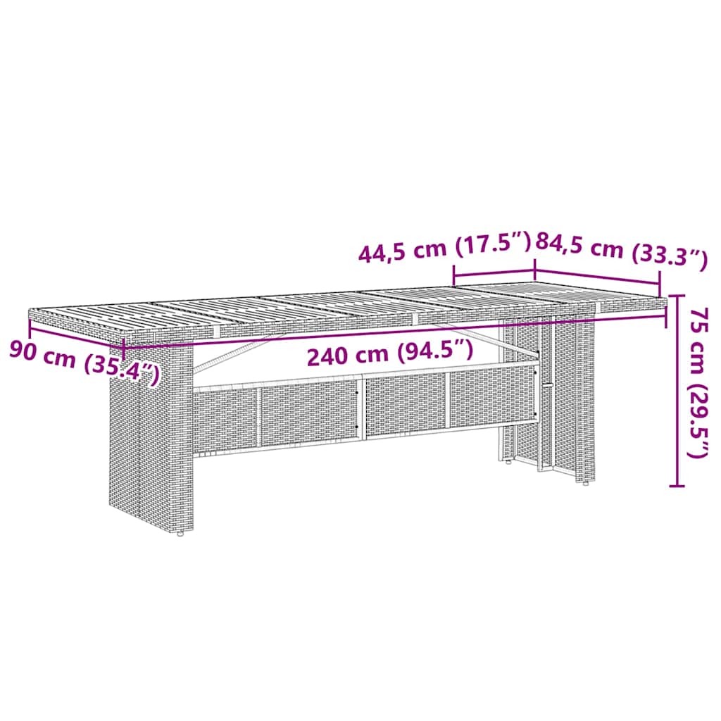 Garten Essgruppe 11 pcs Grau und Braun Poly-Rattan