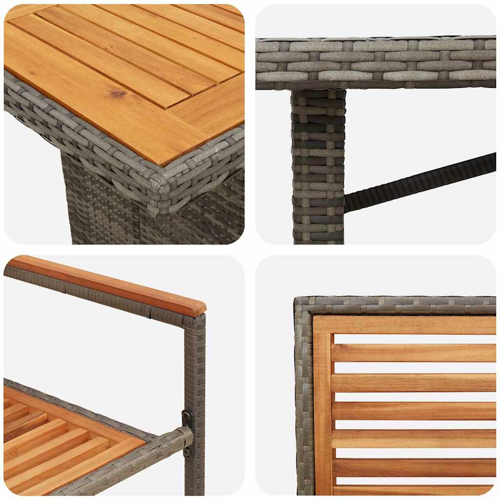 Garten Essgruppe 7 pcs Grau und Braun Poly-Rattan