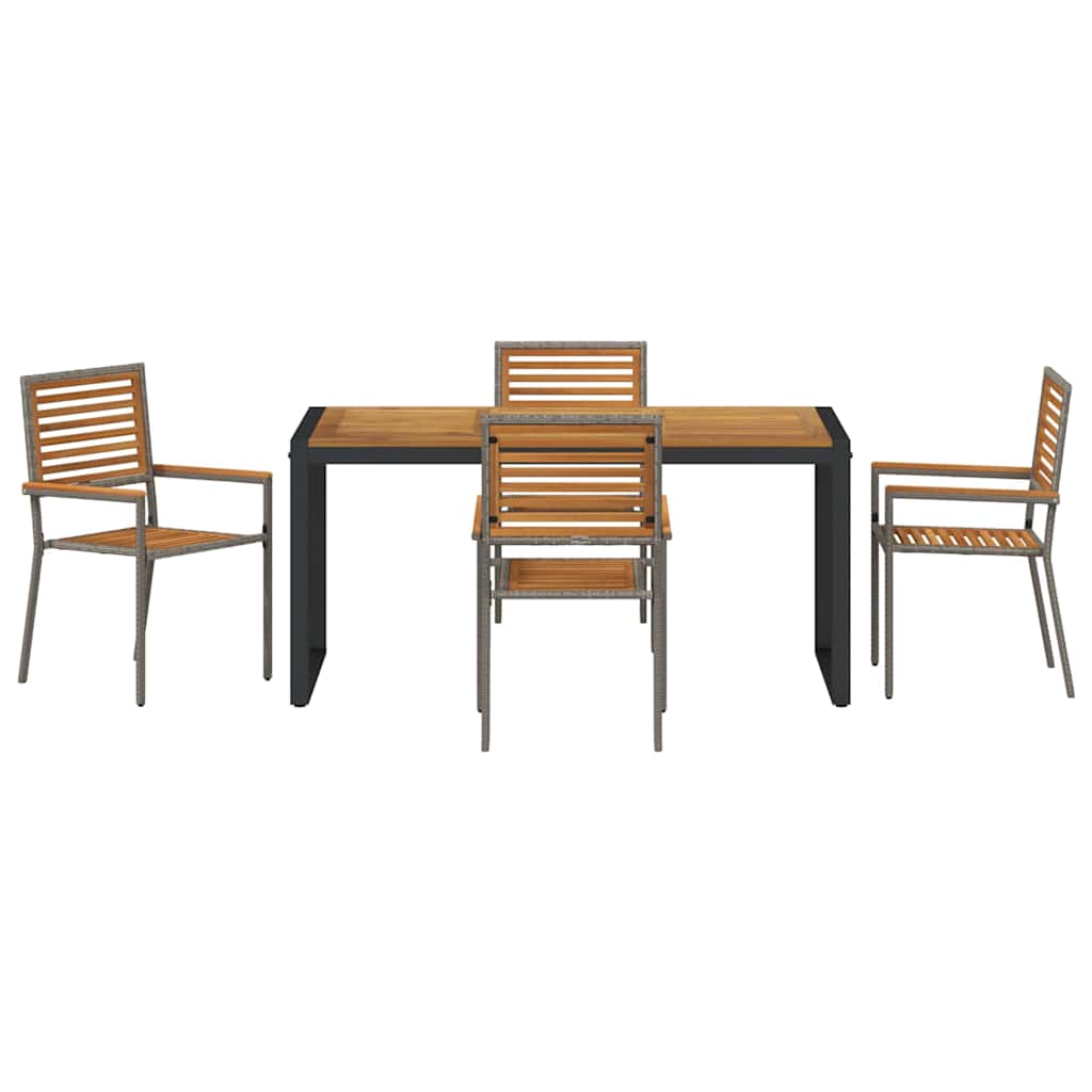 Garten Essgruppe 5 pcs Grau und Braun Poly-Rattan