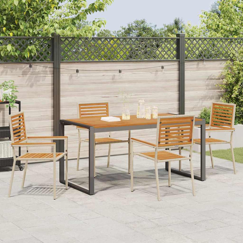 Garten Essgruppe 5 pcs Beige und Braun Poly-Rattan