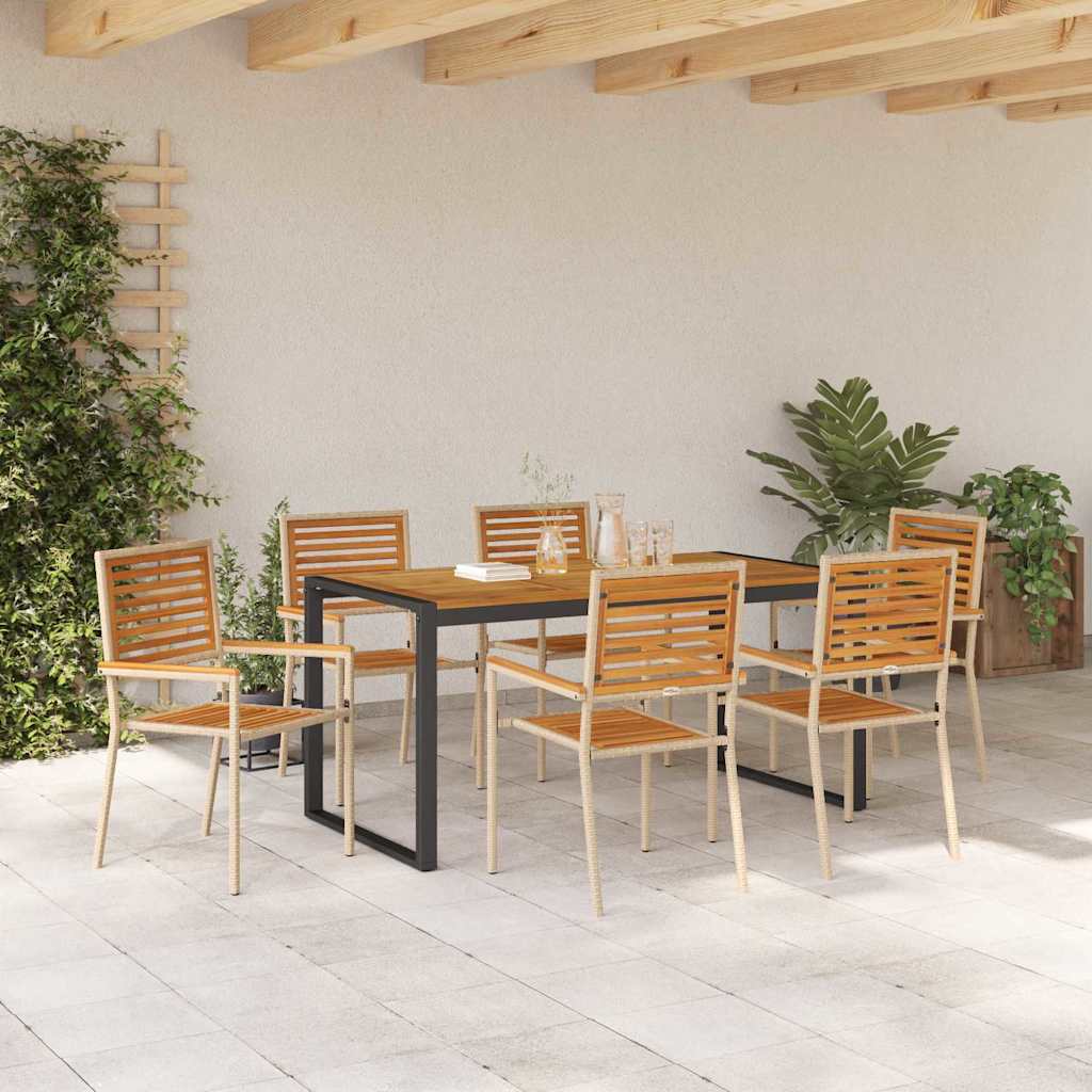 Garten Essgruppe 7 pcs Beige und Braun Poly-Rattan