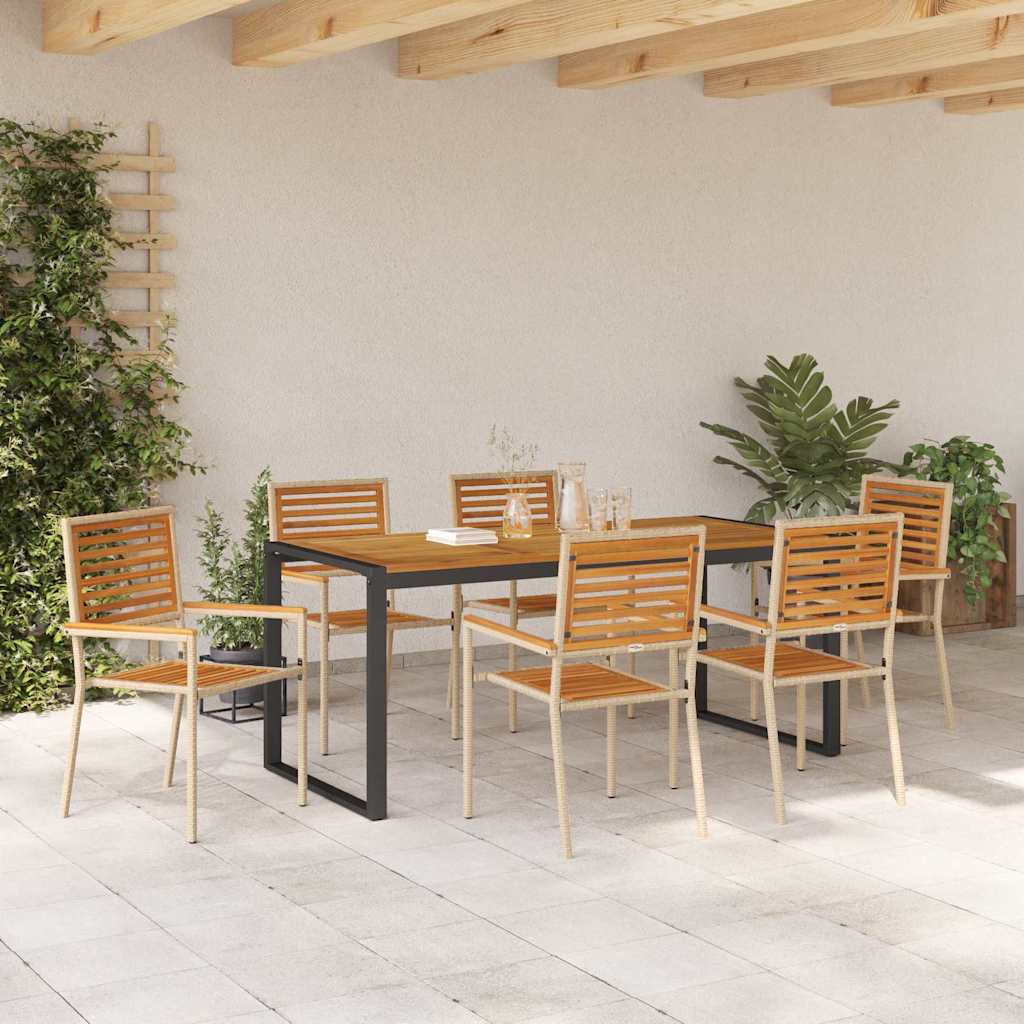 Garten Essgruppe 7 pcs Beige und Braun Poly-Rattan