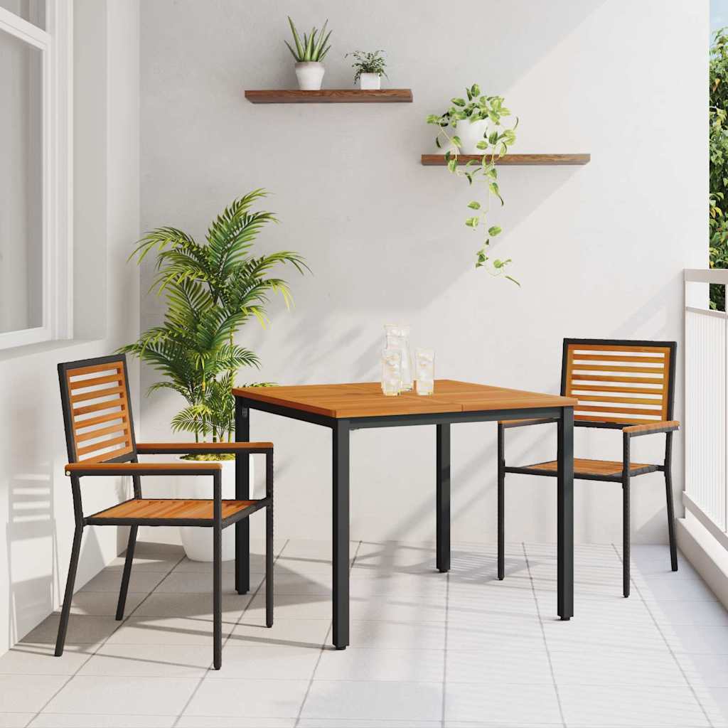 Garten Essgruppe 3 pcs Schwarz und Braun Poly-Rattan