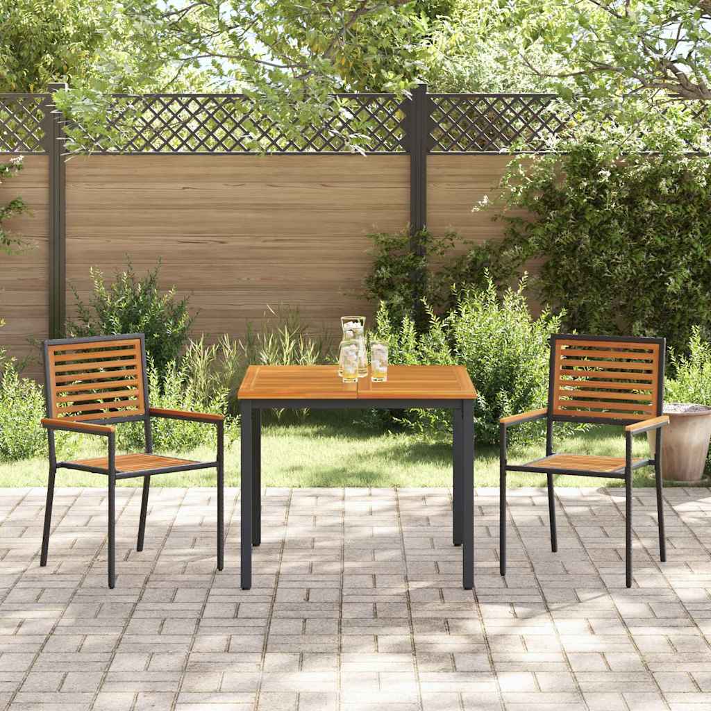 Garten Essgruppe 3 pcs Schwarz und Braun Poly-Rattan
