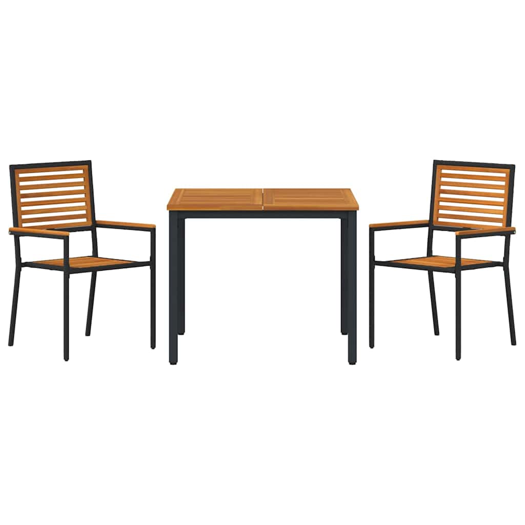 Garten Essgruppe 3 pcs Schwarz und Braun Poly-Rattan