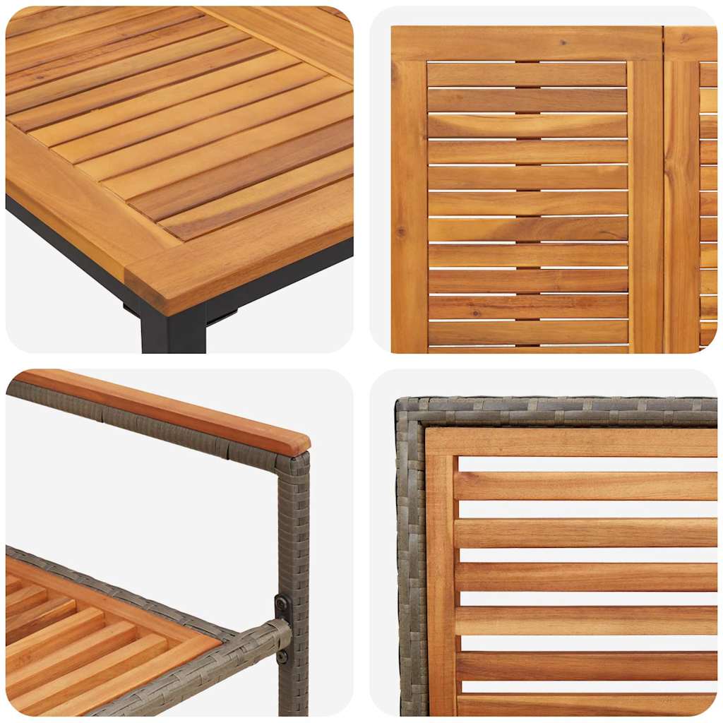 Garten Essgruppe 3 pcs Grau und Braun Poly-Rattan