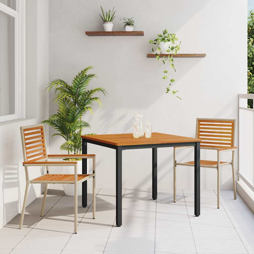 Garten Essgruppe 3 pcs Beige und Braun Poly-Rattan