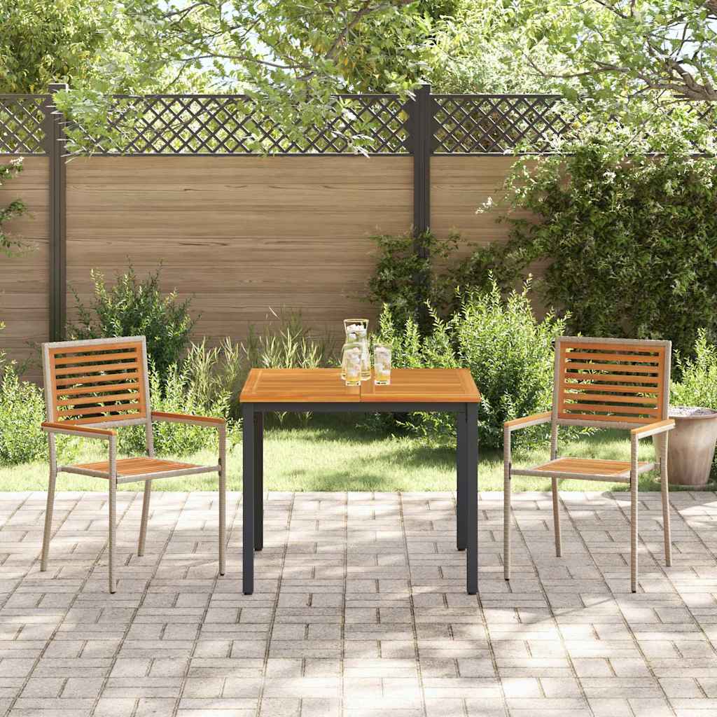 Garten Essgruppe 3 pcs Beige und Braun Poly-Rattan