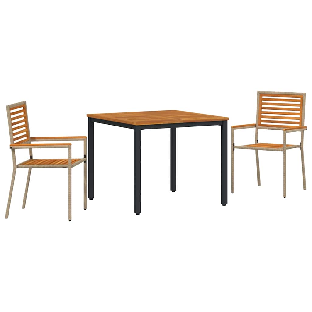 Garten Essgruppe 3 pcs Beige und Braun Poly-Rattan