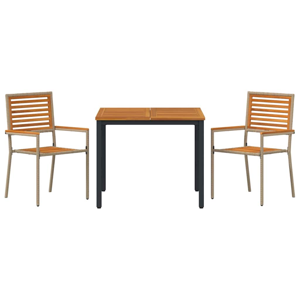 Garten Essgruppe 3 pcs Beige und Braun Poly-Rattan