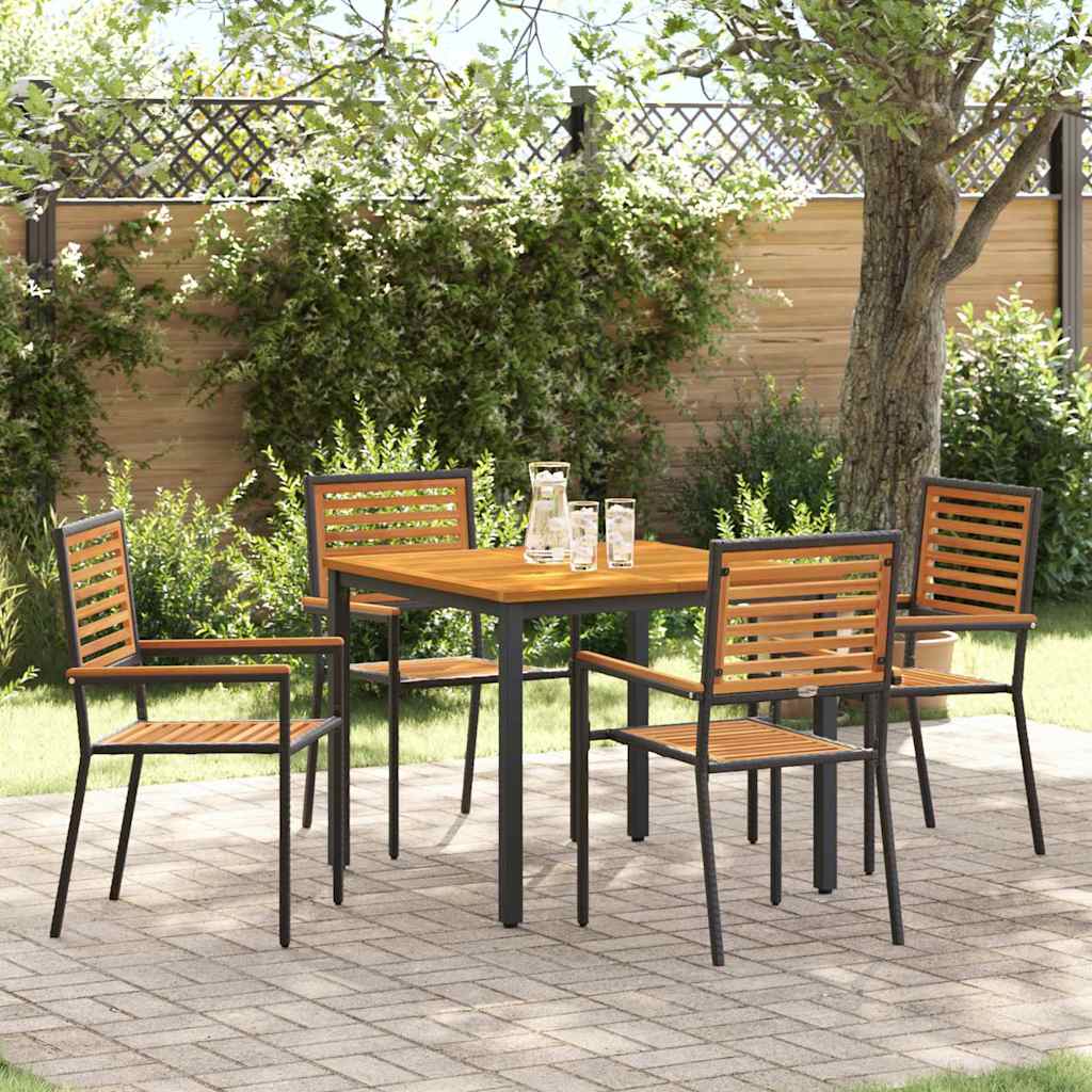 Garten Essgruppe 5 pcs Schwarz und Braun Poly-Rattan