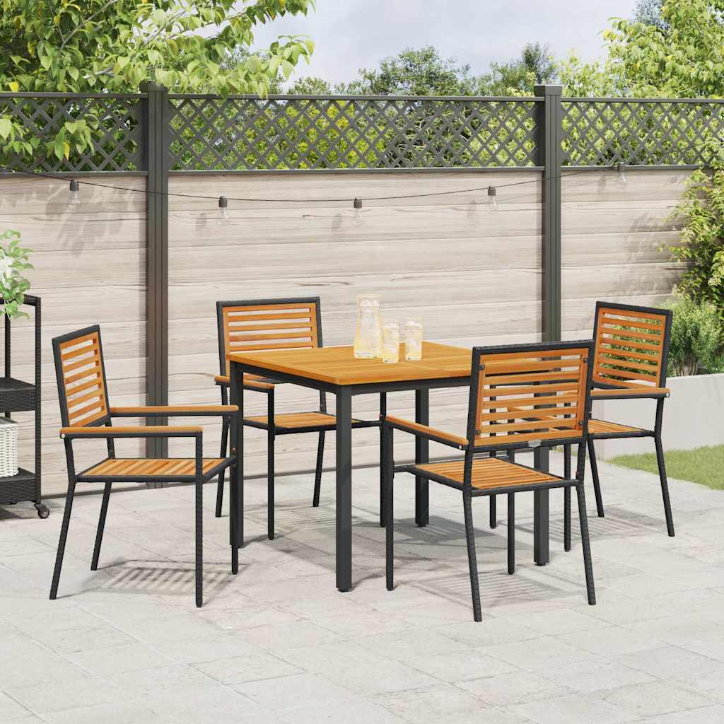 Garten Essgruppe 5 pcs Schwarz und Braun Poly-Rattan