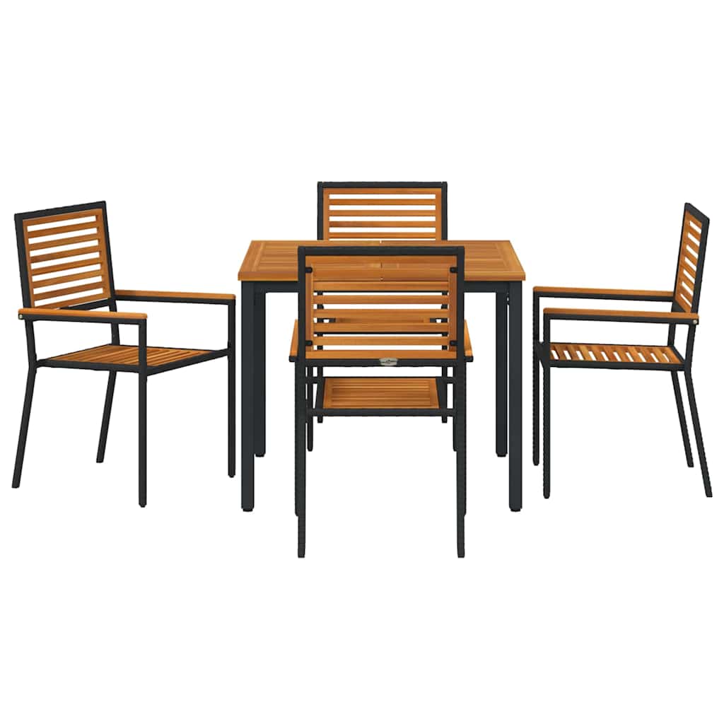 Garten Essgruppe 5 pcs Schwarz und Braun Poly-Rattan