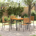 Garten Essgruppe 5 pcs Grau und Braun Poly-Rattan