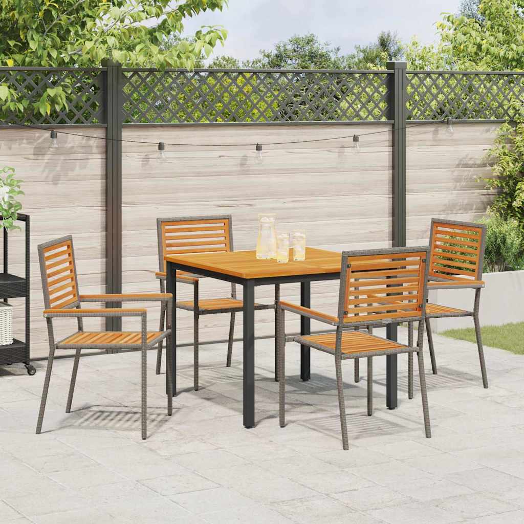 Garten Essgruppe 5 pcs Grau und Braun Poly-Rattan