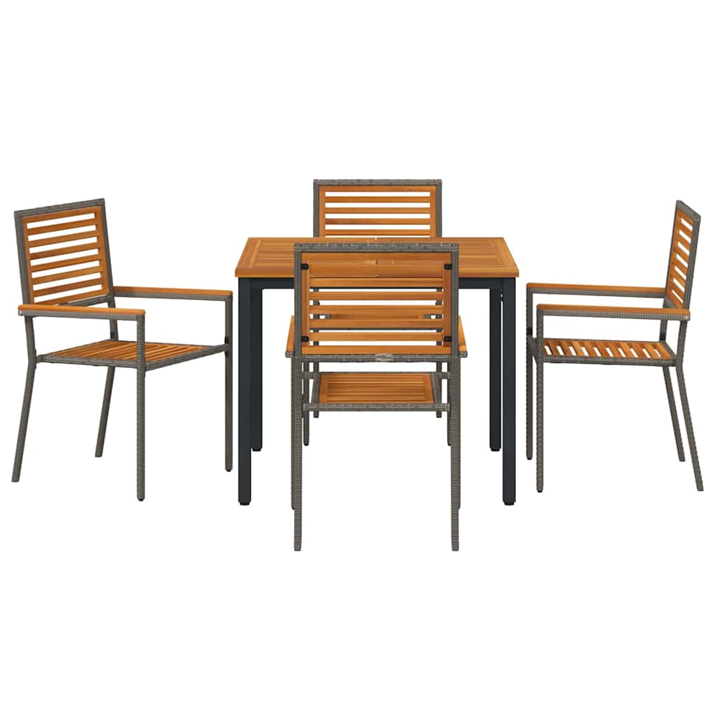 Garten Essgruppe 5 pcs Grau und Braun Poly-Rattan