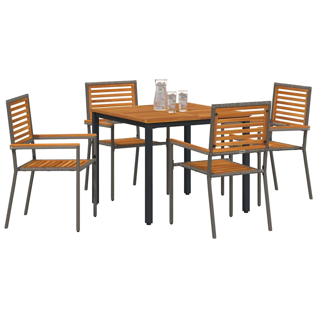 Garten Essgruppe 5 pcs Grau und Braun Poly-Rattan