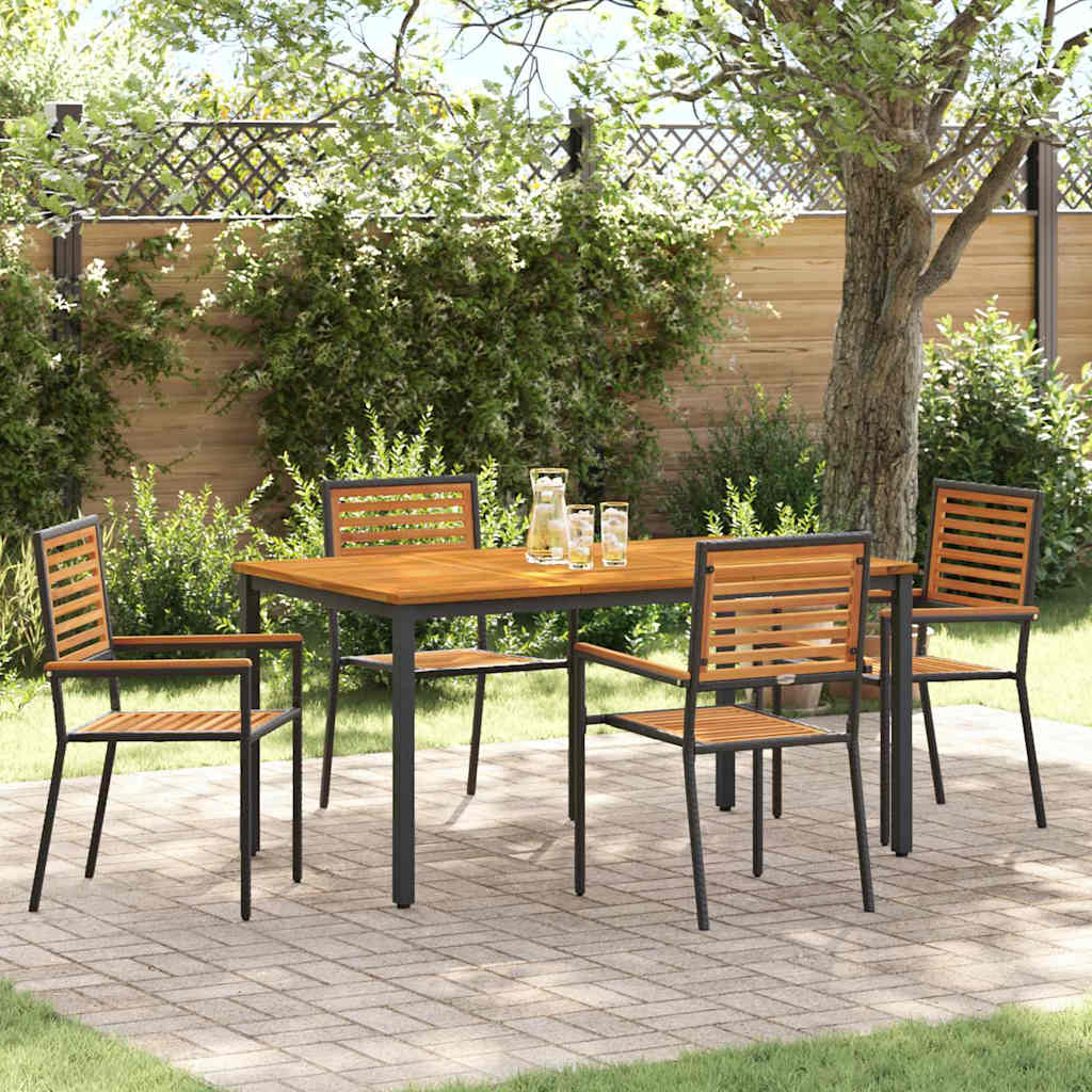 Garten Essgruppe 5 pcs Schwarz und Braun Poly-Rattan