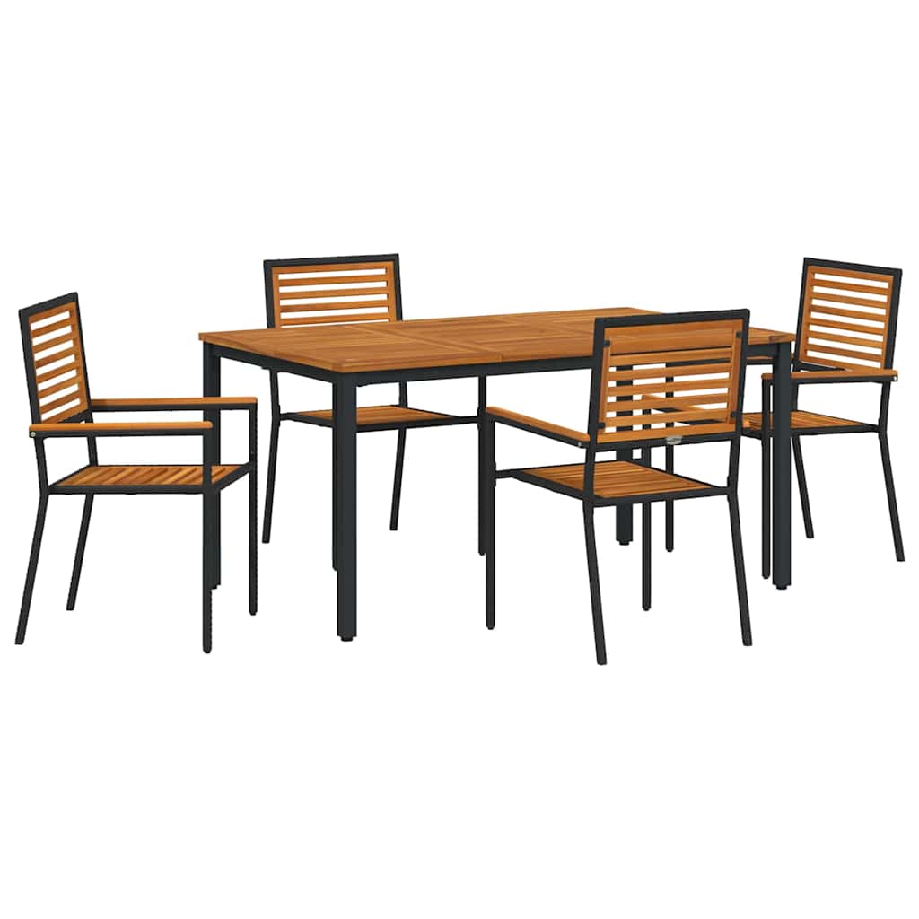 Garten Essgruppe 5 pcs Schwarz und Braun Poly-Rattan