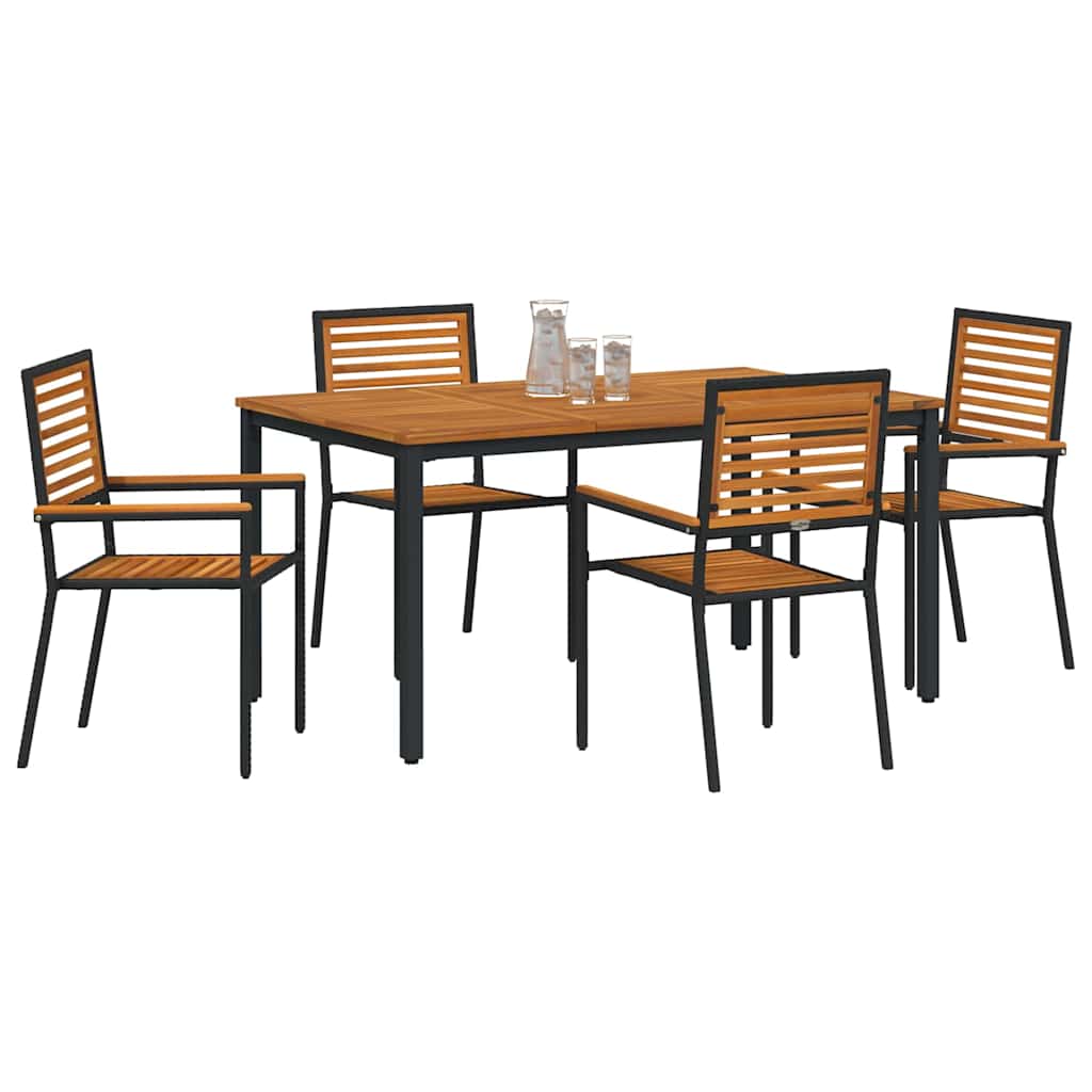 Garten Essgruppe 5 pcs Schwarz und Braun Poly-Rattan