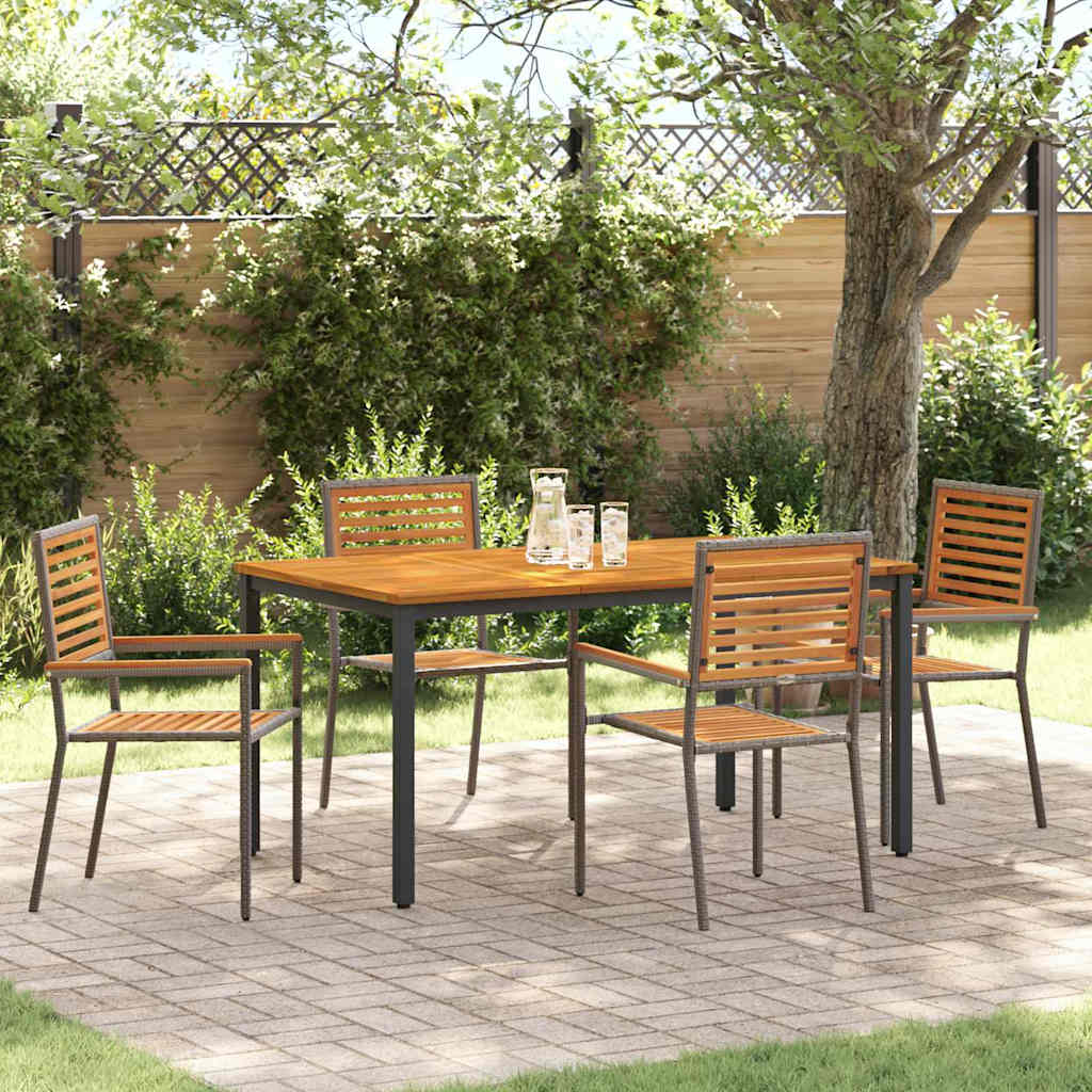 Garten Essgruppe 5 pcs Grau und Braun Poly-Rattan