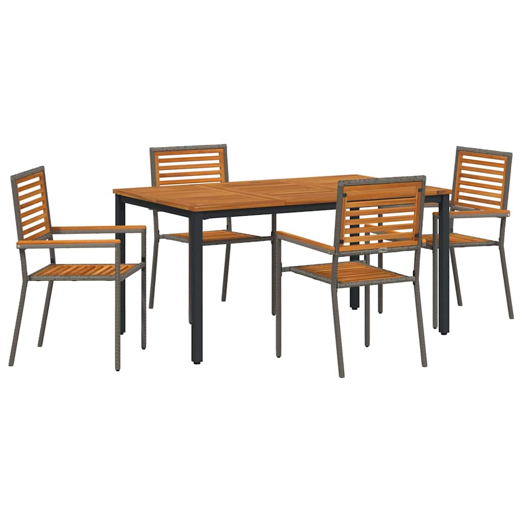Garten Essgruppe 5 pcs Grau und Braun Poly-Rattan