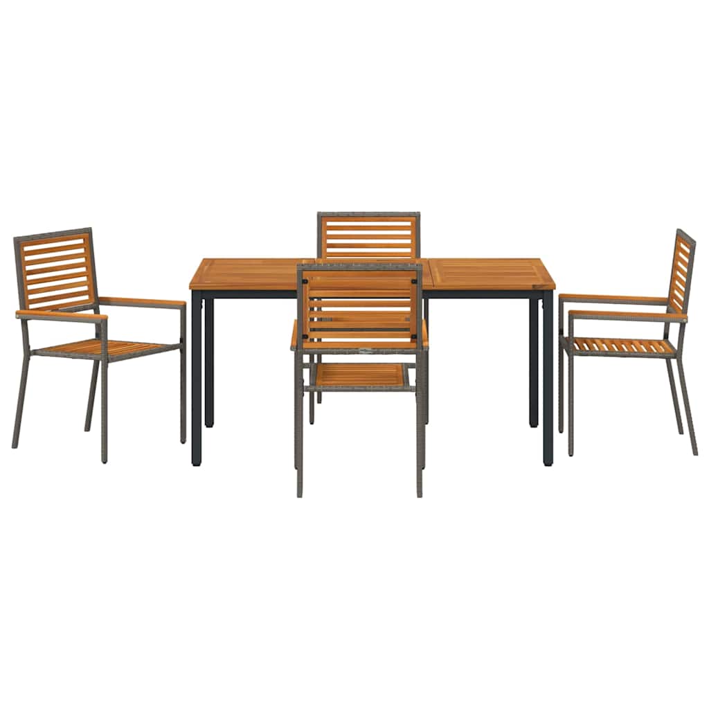 Garten Essgruppe 5 pcs Grau und Braun Poly-Rattan
