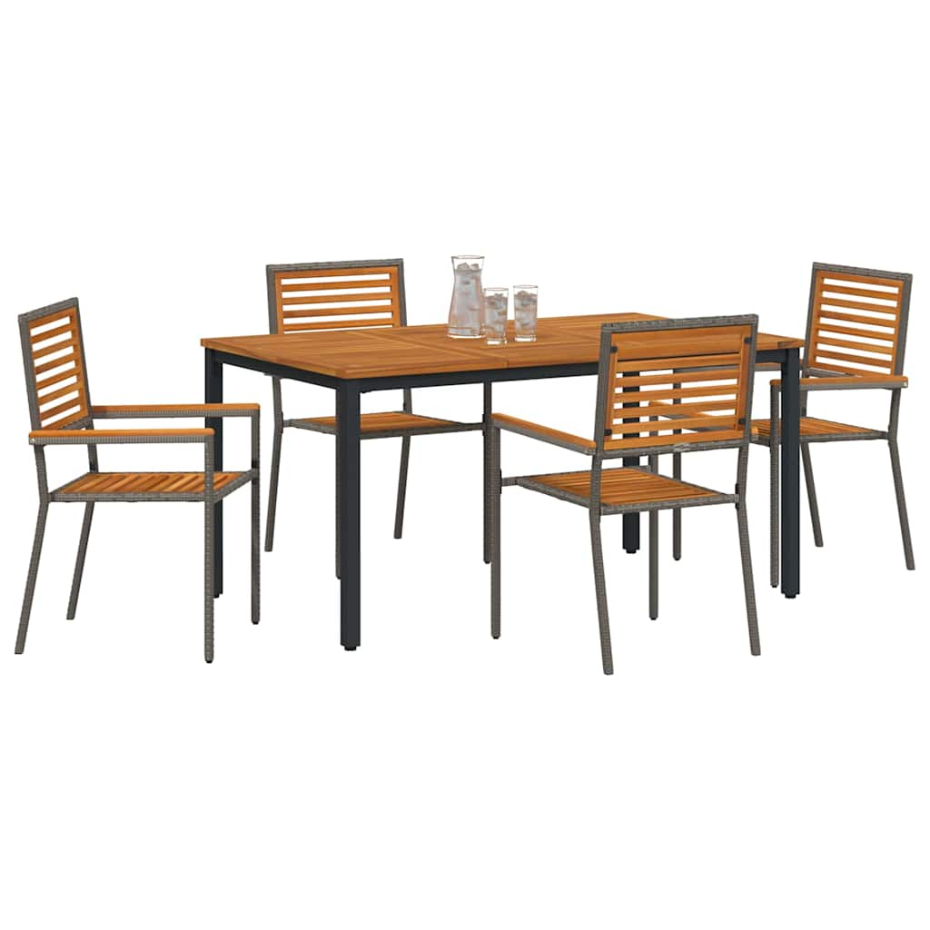 Garten Essgruppe 5 pcs Grau und Braun Poly-Rattan