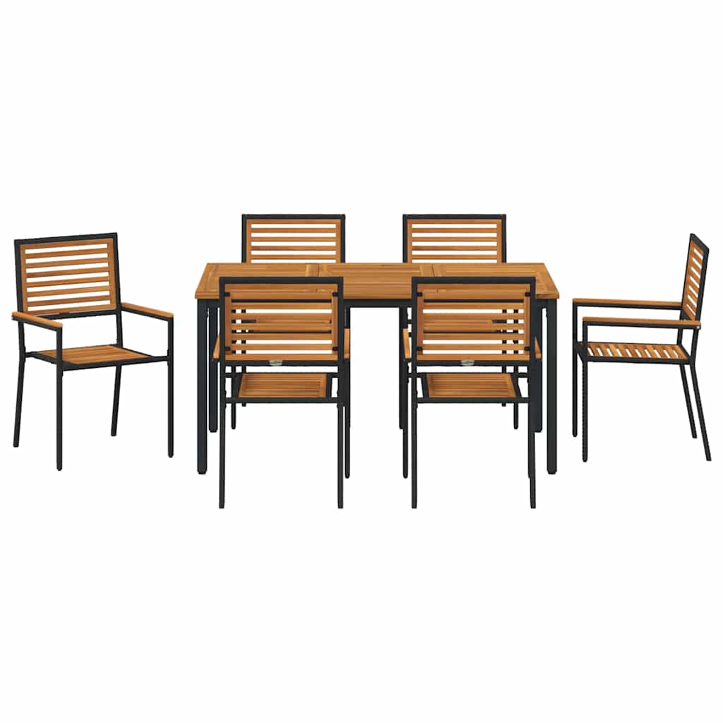 Garten Essgruppe 7 pcs Schwarz und Braun Poly-Rattan